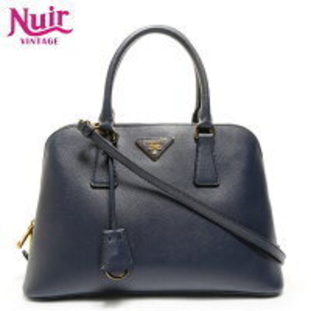 Prada Saffiano Lux Promenade Bag blue leather